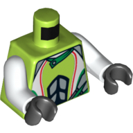 Torso White and Silver Jacket / Team Extreme Logo on Back Print, White Arms, Black Hands Lime