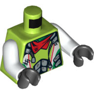Torso White and Silver Overalls, Red Bandana, White Arms, Black Hands Lime