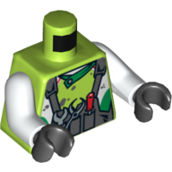 Torso Racing Jacket, Dark Bluish Gray Overalls and Tools Print, White Arms, Black Hands Lime