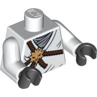 Torso Brown Rope, Gold Lion Medallion and Gray Undershirt Print, White Arms, Black Hands Weiß