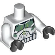 Torso Clone Trooper Armour with Sand Green Markings Print, White Arms, Black Hands White