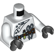 Torso Lab Coat and Tool Belt Print (Scientist), White Arms, Black Hands White