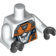 Torso Spacesuit with Orange and Silver Battle Mech Print, White Arms, Black Hands White