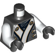 Torso Robe with White and Gold Details Print, White Arms, Black Hands Schwarz