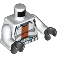 Torso Republic Trooper Armour with Orange Stripe Print, White Arms, Black Hands White