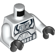 Torso Armor Clone Pilot with Blue Controls on Front Panel Print (Clone Wars), White Arms, Black Hands Weiß