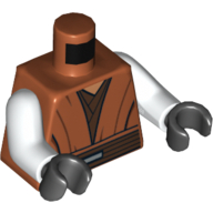 Torso Jedi Robe, Reddish Brown Undershirt and Belt Print (Pong Krell), White Arms, Black Hands Dark Orange