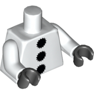 Torso 3 Black Pom Poms Print, White Arms, Black Hands White
