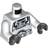 Torso Armor Clone Pilot Detailed Print, White Arms, Black Hands White