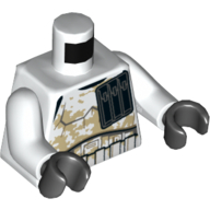 Torso Armor Stormtrooper, Wide Black Pocket Device and Tan Dirt Stains Print, White Arms, Black Hands White