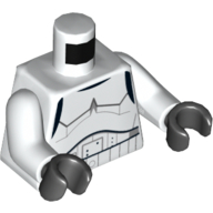 Torso Armor Stormtrooper, Detailed Armor without Shoulder Belts Print (Rebels Cartoon Style), White Arms, Black Hands White