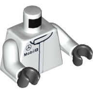 Torso Racing Jacket with Mercedes and Mobil 1 Logos Print, White Arms, Black Hands White