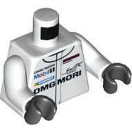 Torso Racing Jacket, Mobil 1 and DMG MORI Logos / PORSCHE and DMG MORI Logos on Back Print, White Arms, Black Hands Weiß