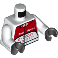 Torso Race Suit with Audi Logo, 'Audi Sport e-tron quattro' / Audi Logo on Back print, White Arms, Black Hands Weiß