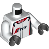 Torso Racing Jacket with Audi Logo and 'R8' Print, White Arms, Black Hands Weiß