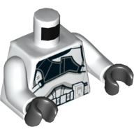 Torso Armor with Black Pauldron Print (Clone Trooper Gunner), White Arms, Black Hands White