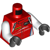 Torso Racing Jacket, 'Sabelt' Logo on Shoulders and 'SCUDERIA CORSA' Logo on Front and Back Print, White Arms, Black Hands Rot