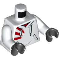 Torso Hoodie, White Laces, Red Stripes on Shoulder Print (Jack Davids), White Arms, Black Hands White