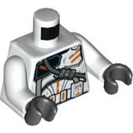 Torso Armor with Orange Details, Belt, and Shoulder Strap Print, White Arms, Black Hands White