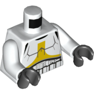 Torso Armor, Stormtrooper with Bright Light Orange Markings Print, White Arms, Black Hands White