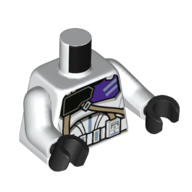Torso Armor, Dark Purple and Black Chest Plate, Dark Tan Straps, Utility Belt Print, White Arms, Black Hands White