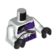 Torso Armor, Dark Purple Chest Plate and Utility Belt Print, White Arms, Black Hands White