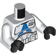 Torso Armor, Blue Chest Marking, Rank Insignia Print, White Arms, Black Hands Weiß