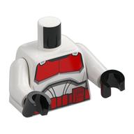 Torso Armor Clone Trooper Coruscant Guard with Red Markings and Belt print, White Arms, Black Hands Weiß