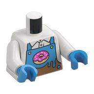 Torso, Medium Nougat Overall, Dark Azure Frosting, Donut print, White Arms, Dark Azure Hands White