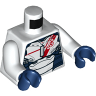 Torso Armor, Dark Blue Panels with Red Avengers Logo Print (Iron Legion), White Arms, Dark Blue Hands Weiß