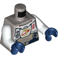 Torso Astronaut Space Suit, White Chestplate with Classic Space Logo, Dark Blue Straps Print, White Arms, Dark Blue Hands Mattsilber
