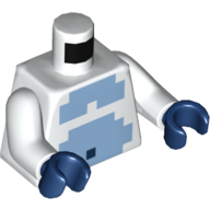 Torso Pixelated Medium Blue Fur print, White Arms, Dark Blue Hands White