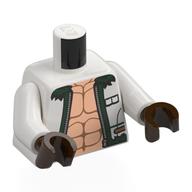 Torso, Open Jacket, Dark Green Trim, Light Nougat Muscled Chest print, White Arms, Dark Brown Hands White