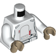 Torso Armor with Red Buttons, Belt Print, White Arms, Dark Tan Hands White