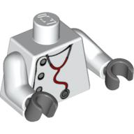 Torso Hospital Lab Coat, Silver Buttons, Stethoscope print, White Arms, Dark Bluish Gray Hands Weiß