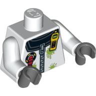 Torso Space Suit, Zipper and Yellow Radio / 'ADU INSPECTOR' Back Print, White Arms, Dark Bluish Gray Hands White