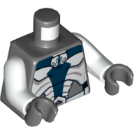 Torso Armor, White and Dark Blue Plates Print (Umbaran Soldier), White Arms, Dark Bluish Gray Hands Dark Bluish Gray