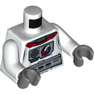 Torso Spacesuit Silver Belt and Chest Piece with Space Shuttle Logo, Front and Back Print, White Arms, Dark Bluish Gray Hands White