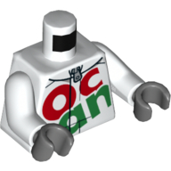 Torso Racing Jacket with Octan Logo, Zipper Print, White Arms, Dark Bluish Hands Weiß