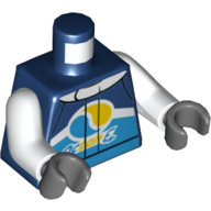 Torso Racing Jacket with OctanE Logo Print, White Arms, Dark Bluish Gray Hands Dark Blue