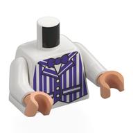 Torso, Dark Purple Striped Dapper Dan Jacket, Dark Purple Bow Tie print, White Arms, Nougat Hands White