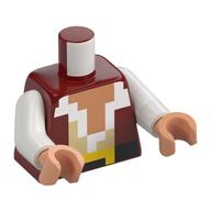 Torso, Pixelated Pirate Shirt, Nougat Chest, White Collar, Black Belt print, White Arms, Nougat Hands Dunkelrot