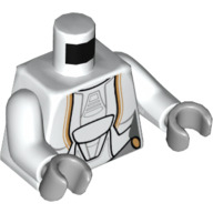 Torso Jedi Robe with Gold Markings Print, White Arms, Light Bluish Gray Hands Weiß