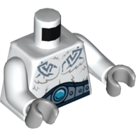 Torso Fur with Wide Belt, Gray Tribal Markings and Ice Chi Emblem Print, White Arms, Light Bluish Gray Hands Weiß