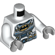 Torso Space Suit with Batman Logo, Four Hoses and Utility Belt Print, White Arms, Light Bluish Gray Hands Weiß