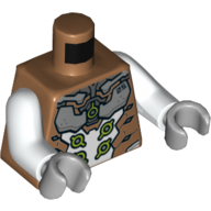 Torso Armour with White and Gray Plates, Lime Circles Print, White Arms, Light Bluish Gray Hands Medium Nougat