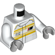 Torso Racing Jacket, Yellow Stripes, 'Audi Team' Print, White Arms, Light Bluish Gray Hands White