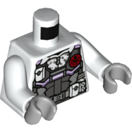 Torso Shirt with Dark Bluish Gray Body Armor, White Pouches, Red HYDRA Logo Print, White Arms, Light Bluish Gray Hands White