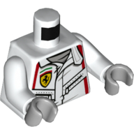 Torso Racing Jacket, Pockets, Ferrari Logo Print, White Arms, Light Bluish Gray Hands White
