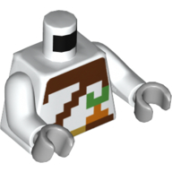 Torso Pixelated Reddish Brown Straps, Orange and Green Carrot print, White Arms, Light Bluish Gray Hands White